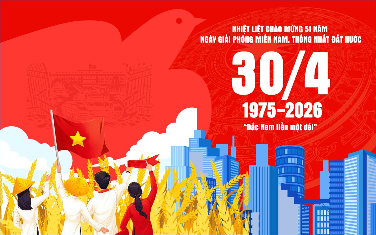 Mẫu Banner - Băng rôn Nhiệt liệt chào mừng ngày Giải phóng miền Nam, thống nhất đất nước — LayerPic