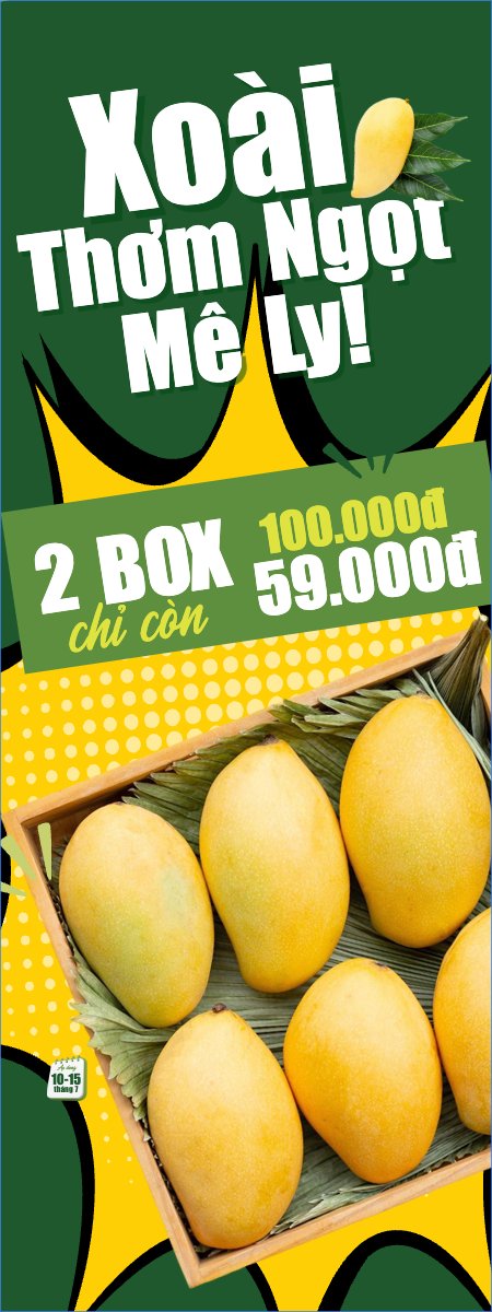 Mẫu Standee Xoài, trái cây, đồ ăn, food, thực phẩm, ẩm thực, món ăn, F&B, nhà hàng, thức ăn, y2k, cổ điển, vintage, retro, classic — LayerPic