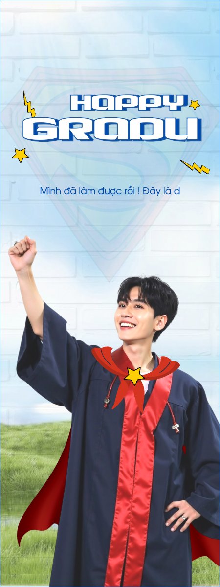 Mẫu Standee Tốt nghiệp, kỉ yếu, Graduation, yearbook, sự kiện, event, giáo dục, education, superman, hoạt hình — LayerPic