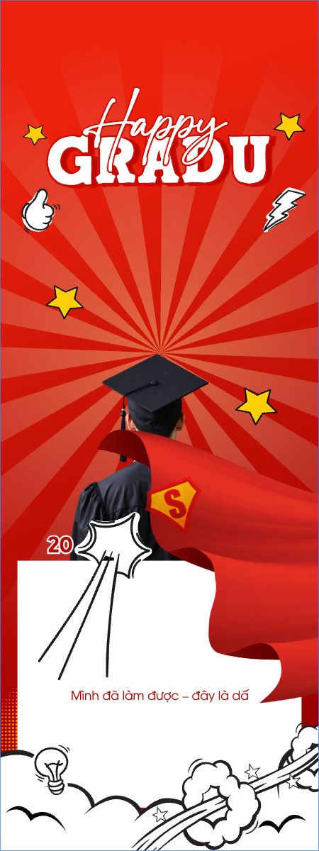 Mẫu Standee Tốt nghiệp, kỉ yếu, Graduation, yearbook, sự kiện, event, giáo dục, education, superman, hoạt hình — LayerPic