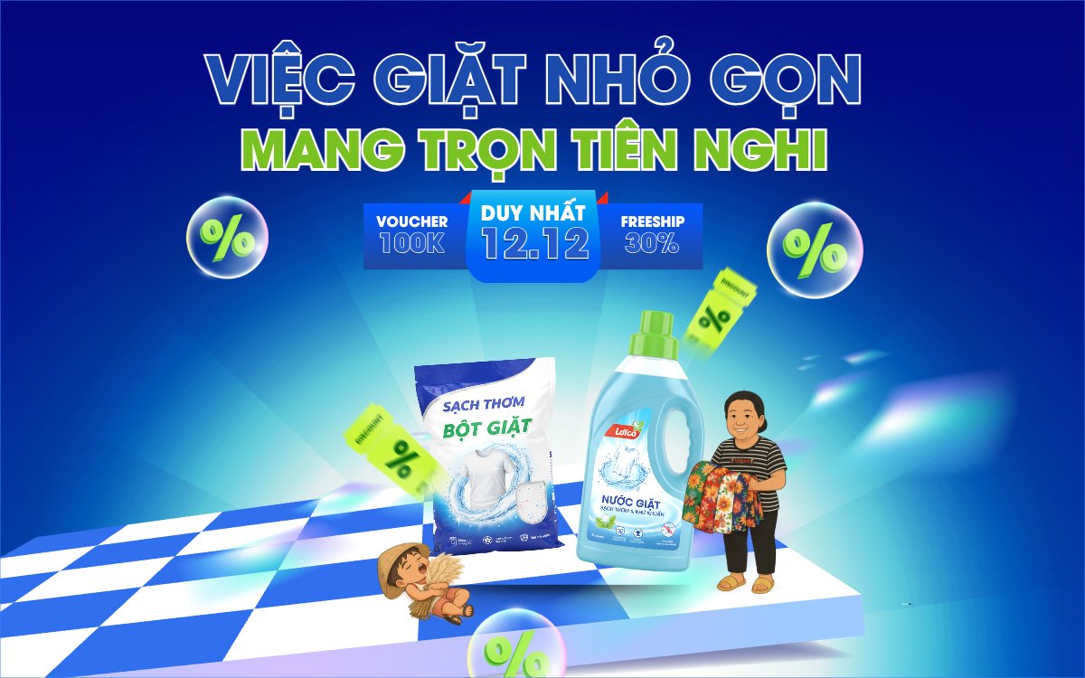 Mẫu Banner - Băng rôn Việc giặt nhỏ gọn mang trọn tiện nghi — LayerPic
