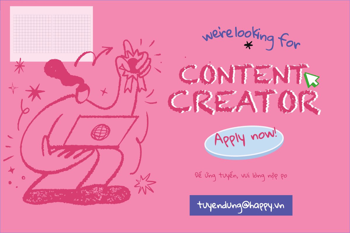 Content creator, nhà sáng tạo nội dung, tuyển dụng, văn phòng, office, dễ thương, cute, đơn giản, simple