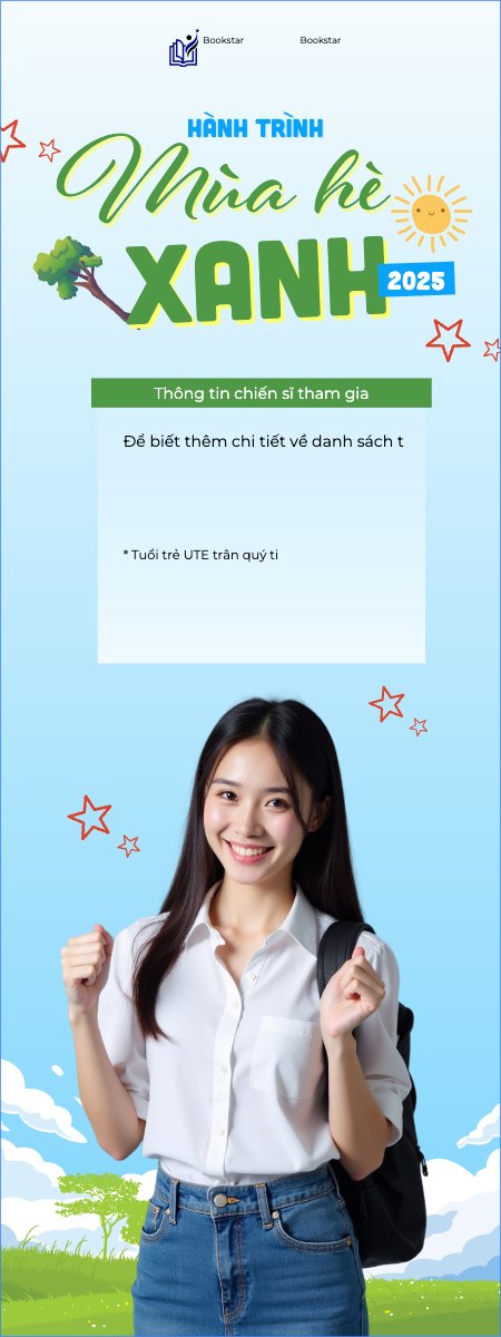 Mẫu Standee Mùa hè xanh, tình nguyện, thiện nguyện, nhập học, giáo dục, education, school, trường học — LayerPic