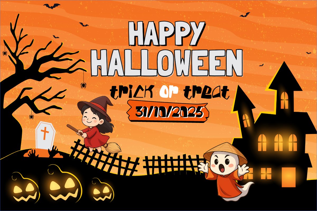 Halloween, lễ hội ma quái, sự kiện, event, dễ thương, cute, chibi, hoạt hình, cartoon