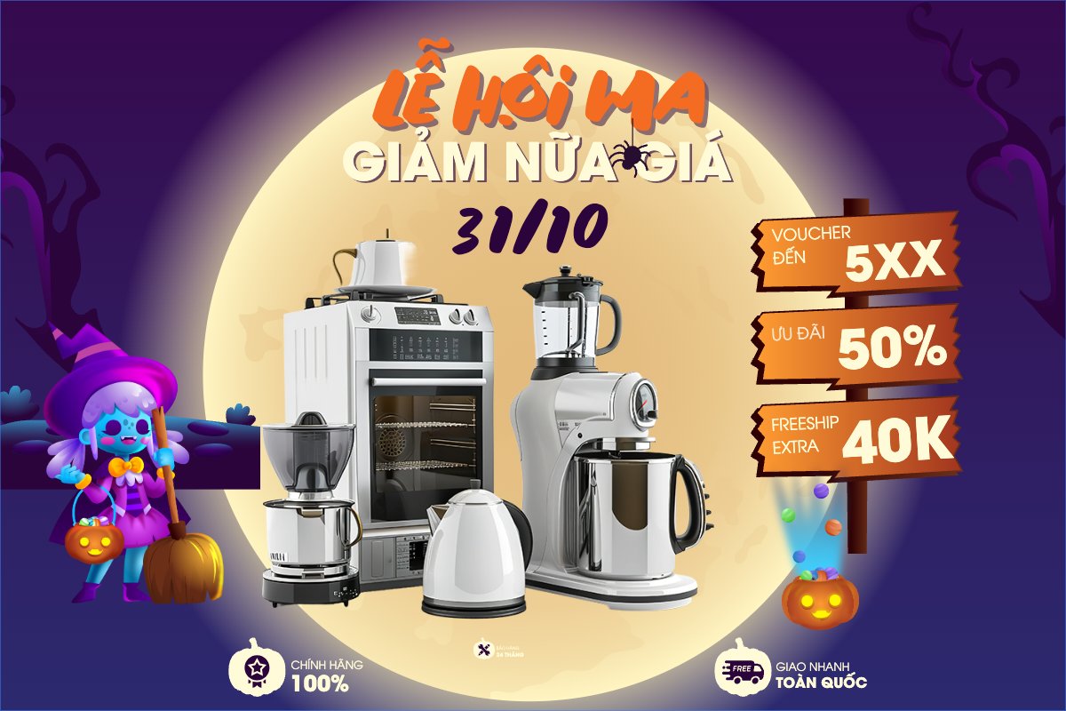 Mẫu Banner - Băng rôn Halloween, lễ hội ma quái, sự kiện, event, công nghệ, technology, điện tử, electronic, dễ thương, cute, chibi, hoạt hình, cartoon — LayerPic