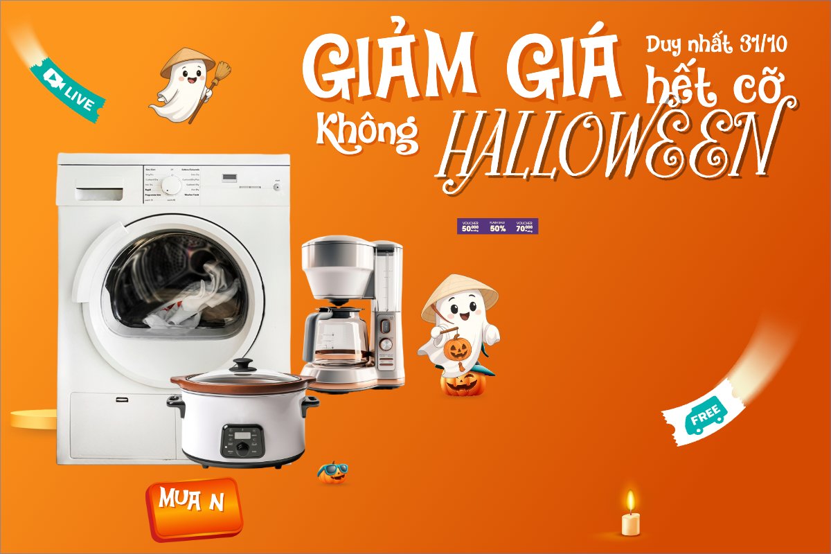 Mẫu Banner - Băng rôn Halloween, lễ hội ma quái, sự kiện, event, công nghệ, technology, điện tử, electronic, dễ thương, cute, chibi, hoạt hình, cartoon — LayerPic