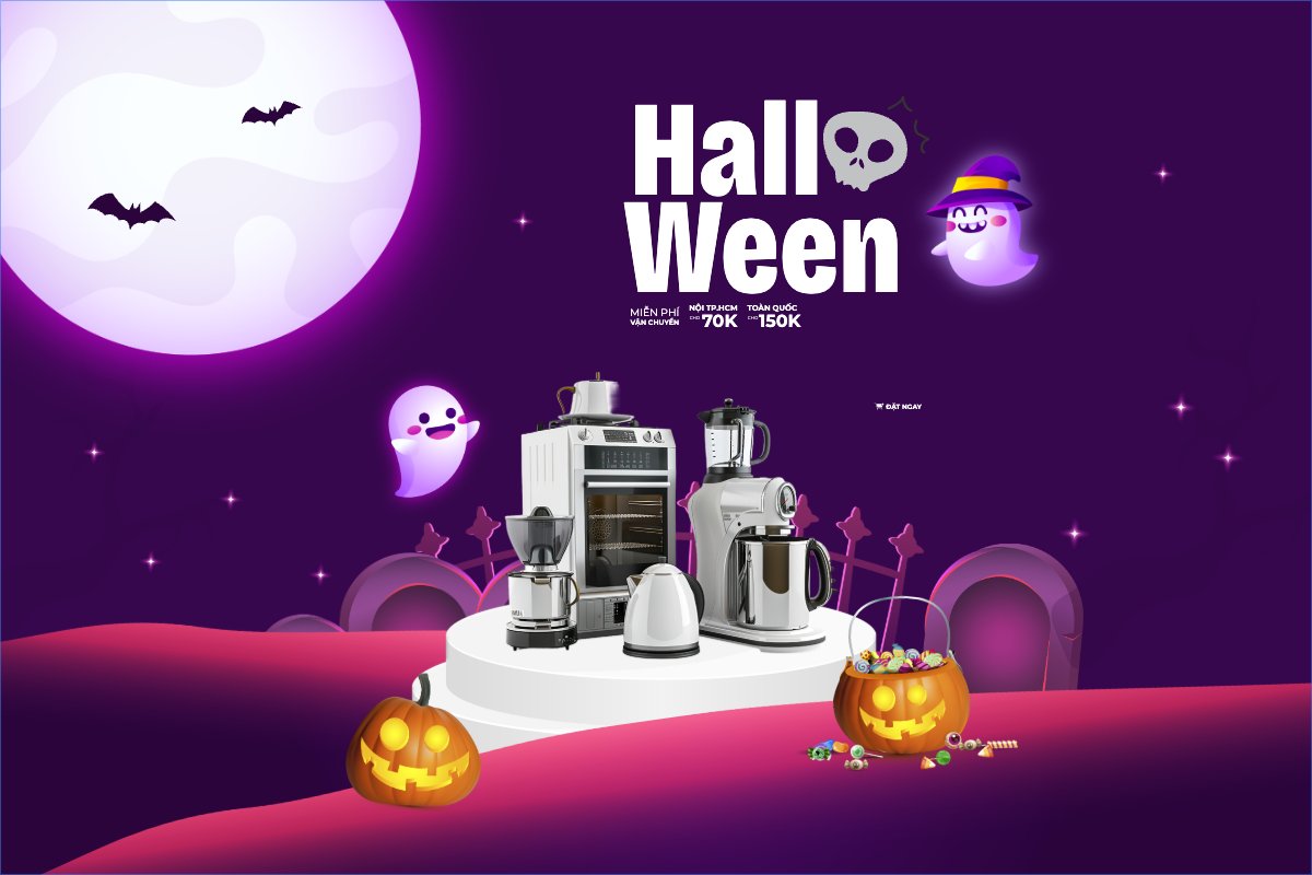 Mẫu Banner - Băng rôn Halloween, lễ hội ma quái, gia dụng, sự kiện, event, dễ thương, cute, chibi, hoạt hình, cartoon — LayerPic