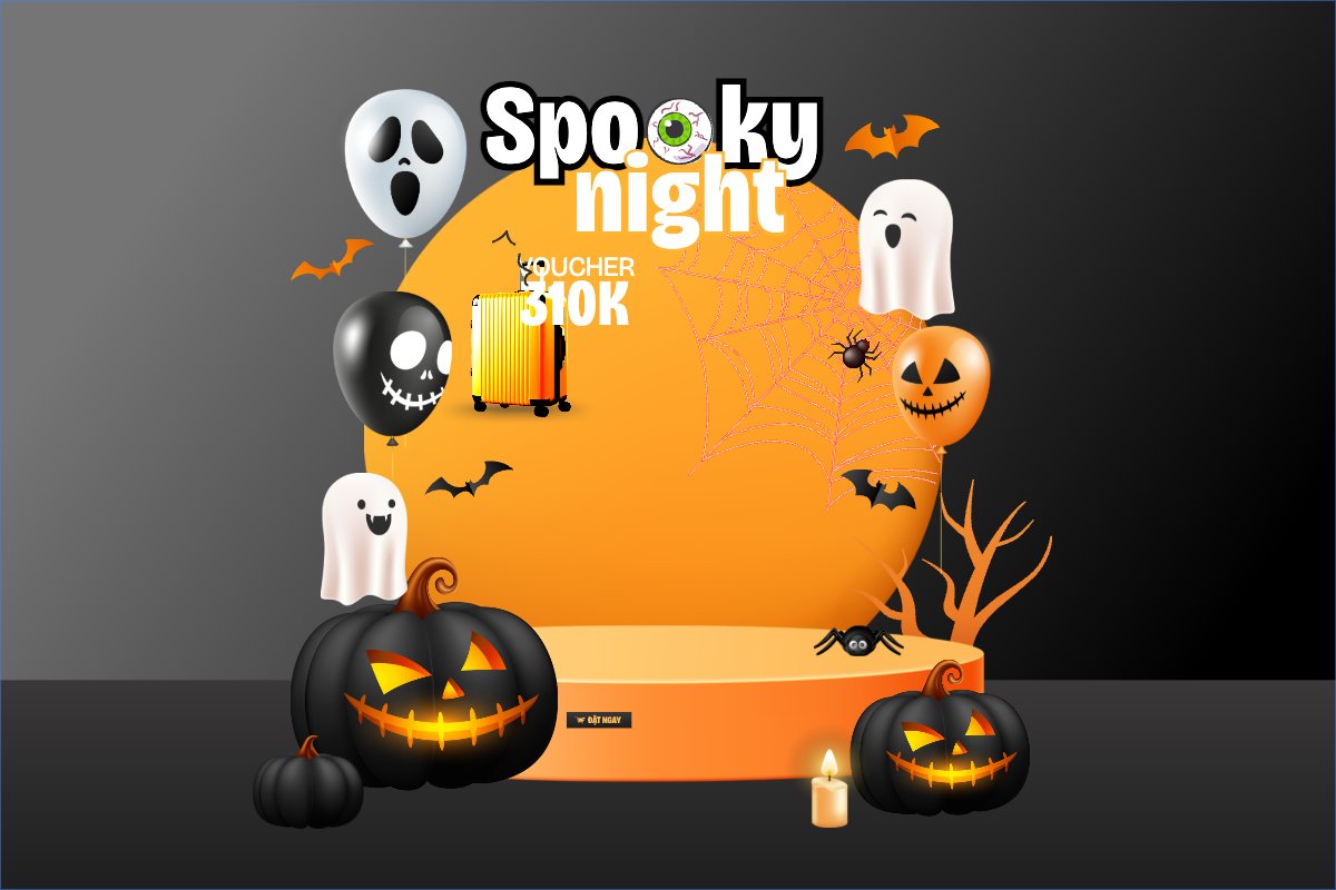 Halloween, lễ hội ma quái, vali, thời trang, fashion, sự kiện, event, dễ thương, cute, chibi, hoạt hình, cartoon