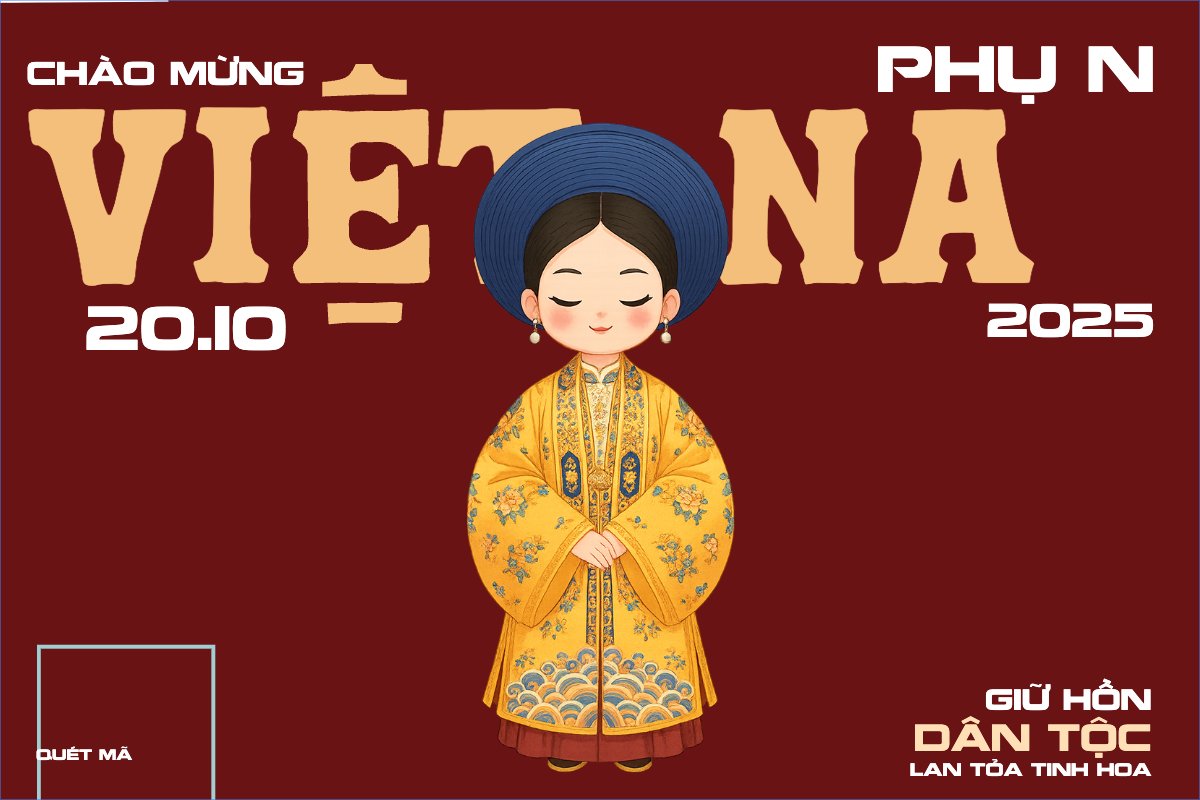 Mẫu Banner - Băng rôn 20/10, Ngày phụ nữ Việt Nam, Vietnamese Women's Day, phụ nữ, sự kiện, event, dễ thương, cute, chibi, hoạt hình, cartoon — LayerPic