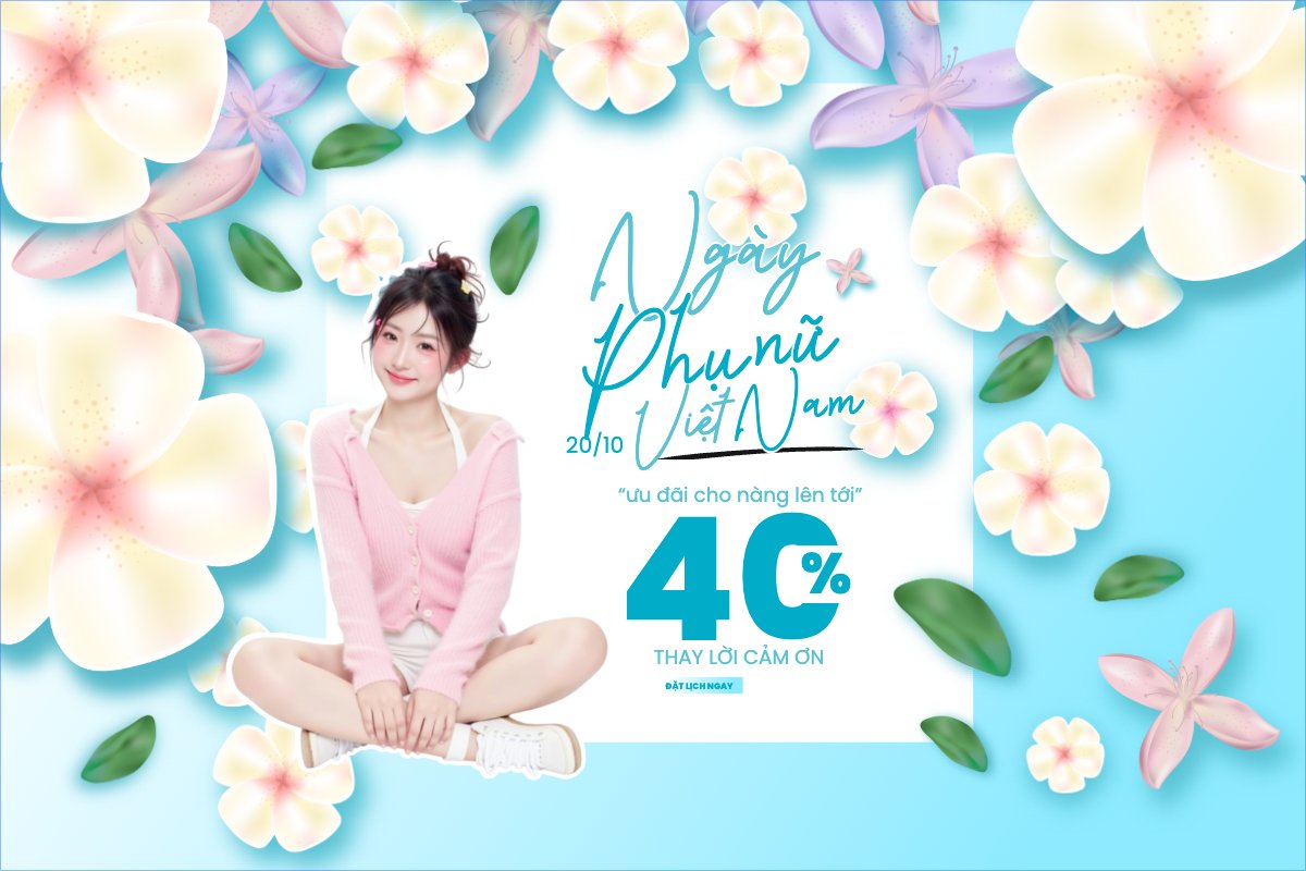 Mẫu Banner - Băng rôn 20/10, Ngày phụ nữ Việt Nam, Vietnamese Women's Day, phụ nữ, sự kiện, event, mỹ phẩm, làm đẹp, beauty, hiện đại, modern — LayerPic