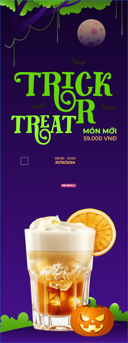 Mẫu Standee Halloween, nước uống, juice, giải khát, F&B, drink — LayerPic