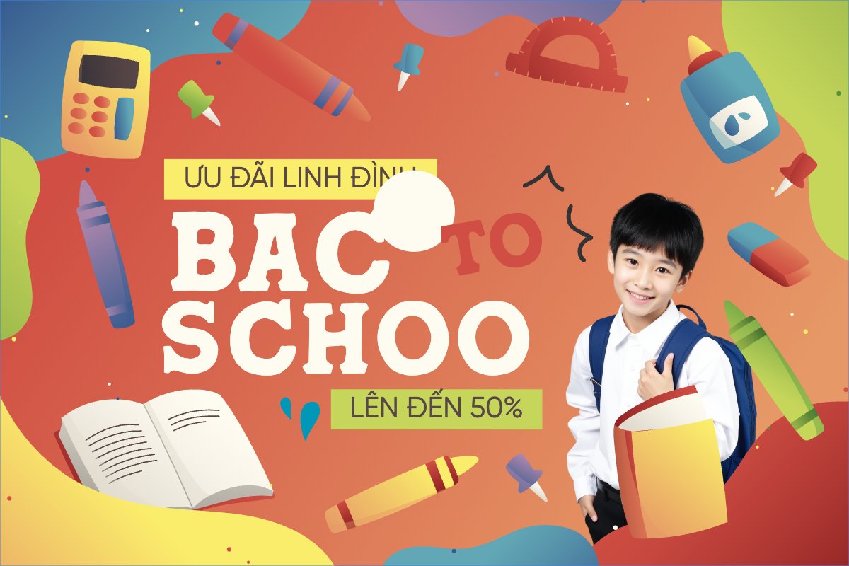Mẫu Banner - Băng rôn Tựu trường, đến trường, nhập học, back to school, giáo dục, education, school, trường học, hiện đại, modern — LayerPic