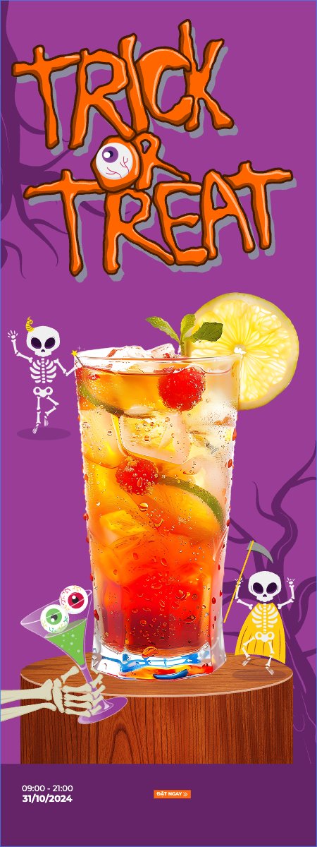 Mẫu Standee Halloween, nước uống, juice, giải khát, F&B, drink — LayerPic