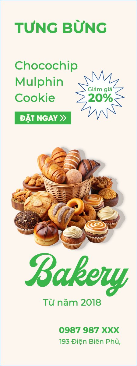 Mẫu Standee Đồ ăn, food, thực phẩm, ẩm thực, món ăn, F&B, nhà hàng, bánh, bakery — LayerPic