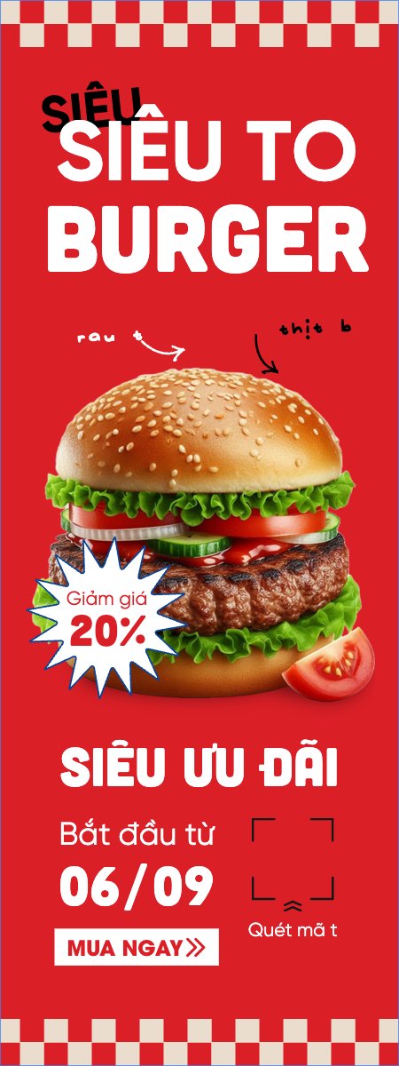 Mẫu Standee Đồ ăn, food, thực phẩm, ẩm thực, món ăn, F&B, nhà hàng, thức ăn, hamburger — LayerPic