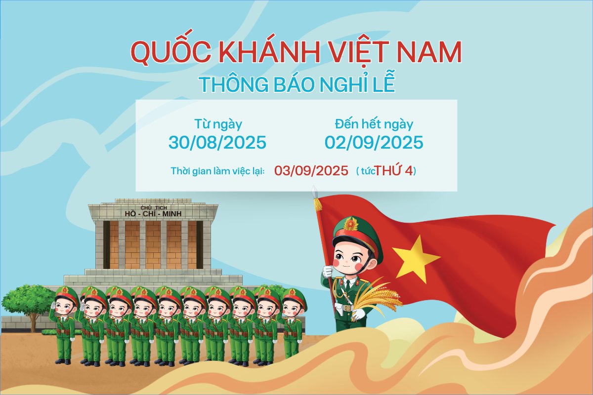 Mẫu Banner - Băng rôn 2/9, Quốc Khánh, lễ hội, thông báo, lịch nghỉ, Việt Nam, sự kiện, dễ thương, cute, chibi, hoạt hình, cartoon — LayerPic