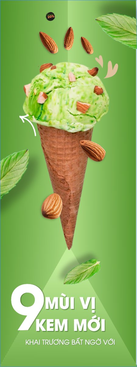 Mẫu Standee Đồ ăn, food, thực phẩm, ẩm thực, món ăn, F&B, kem, ice-cream — LayerPic