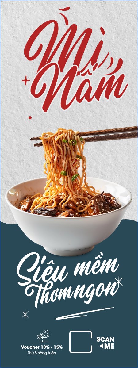 Mẫu Standee Đồ ăn, food, thực phẩm, ẩm thực, món ăn, F&B, nhà hàng, thức ăn, mì, noodle — LayerPic