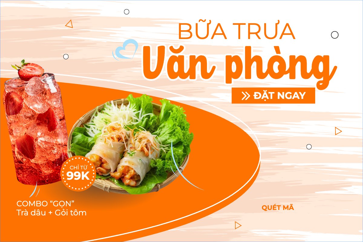 Mẫu Banner - Băng rôn Gỏi cuốn, gỏi, trà dâu, nước uống, đồ ăn, food, thực phẩm, ẩm thực, món ăn, F&B, nhà hàng, thức ăn, hiện đại — LayerPic