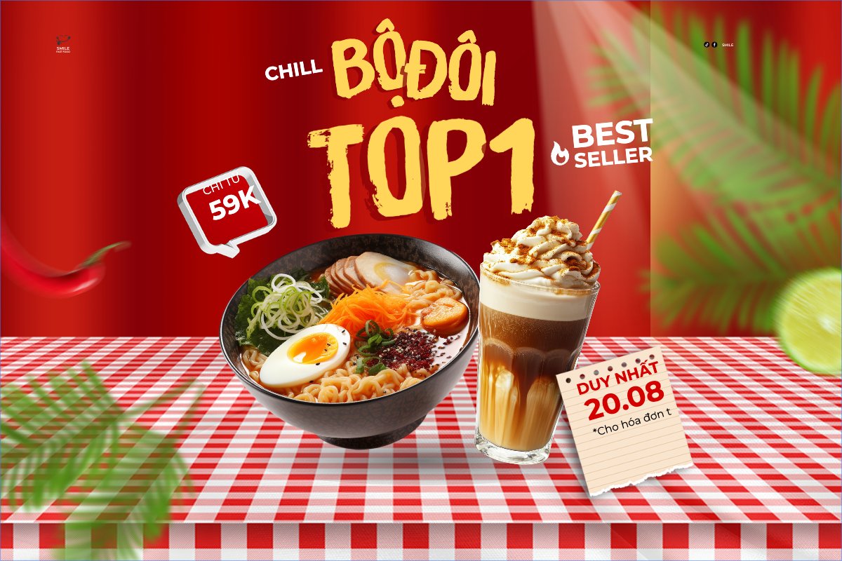 Mẫu Banner - Băng rôn Mì, cà phê, nước uống, drink, đồ ăn, food, thực phẩm, ẩm thực, món ăn, F&B, nhà hàng, thức ăn, hiện đại — LayerPic