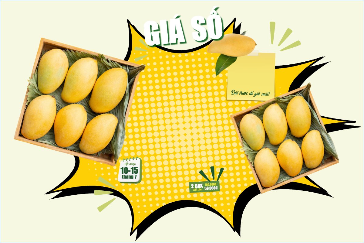 Mẫu Banner - Băng rôn Xoài, trái cây, đồ ăn, food, thực phẩm, ẩm thực, món ăn, F&B, nhà hàng, thức ăn, y2k, cổ điển, vintage, retro, classic — LayerPic