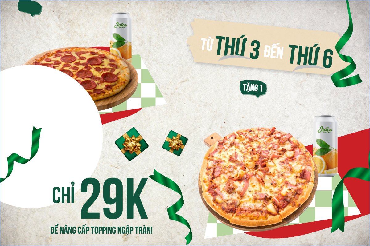 Mẫu Banner - Băng rôn Pizza, gà rán, fried chicken, đồ ăn, food, thực phẩm, ẩm thực, món ăn, F&B, nhà hàng, thức ăn, y2k, cổ điển, vintage, retro, classic — LayerPic