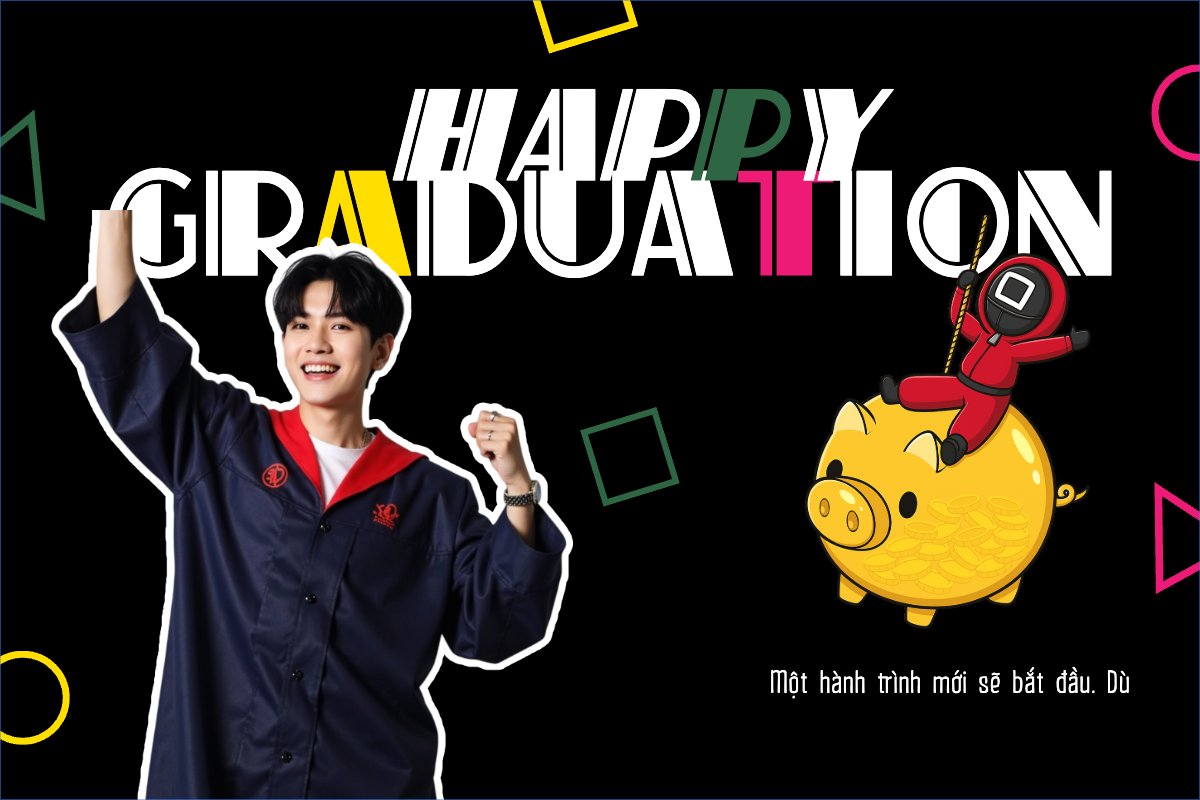 Mẫu Banner - Băng rôn Tốt nghiệp, kỉ yếu, Graduation, yearbook, giáo dục, education, squid game, hoạt hình, cartoon — LayerPic