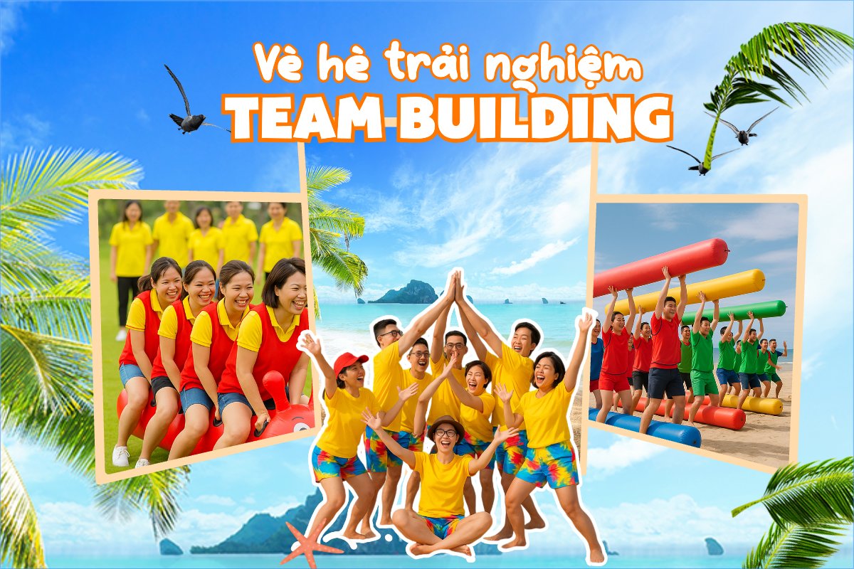 Mẫu Banner - Băng rôn Team building, mùa hè, summer,Du lịch, travel, tourism, trải nghiệm, khám phá — LayerPic