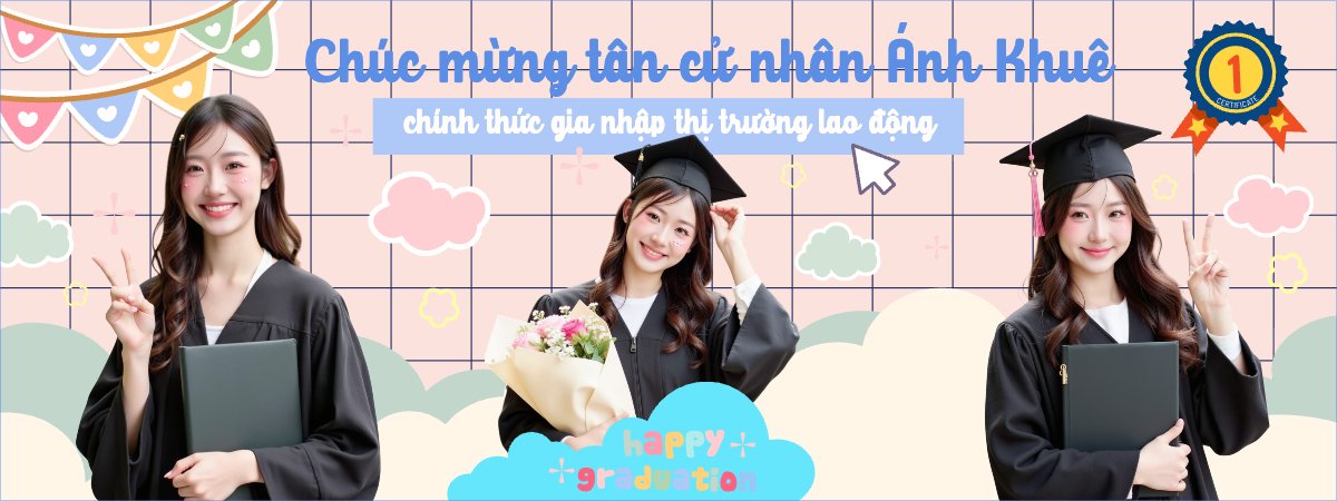 Mẫu Banner cầm tay Tốt nghiệp, kỉ yếu, Graduation, yearbook, giáo dục, education, sự kiện, event, dễ thương — LayerPic