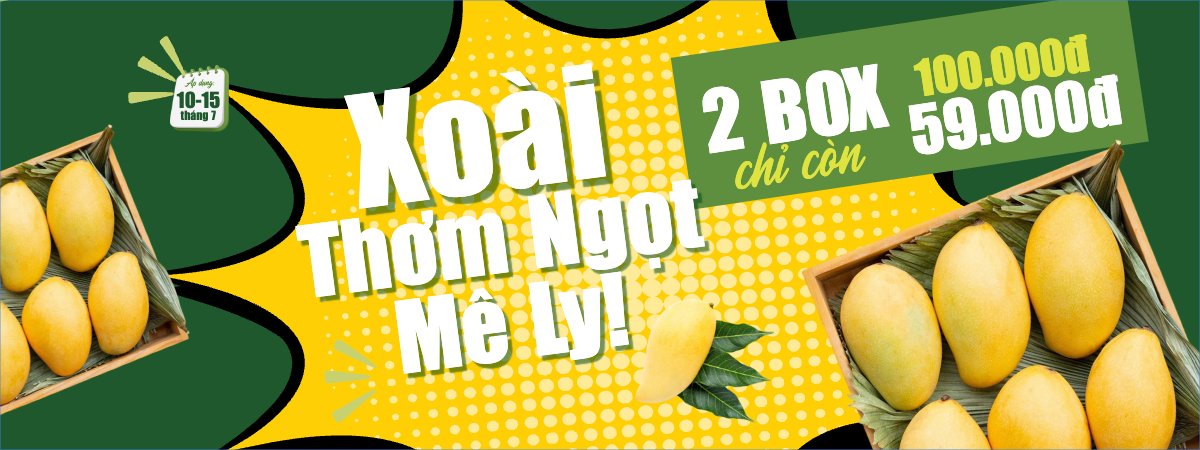 Mẫu Banner cầm tay Xoài, trái cây, đồ ăn, food, thực phẩm, ẩm thực, món ăn, F&B, nhà hàng, thức ăn, y2k, cổ điển, vintage, retro, classic — LayerPic