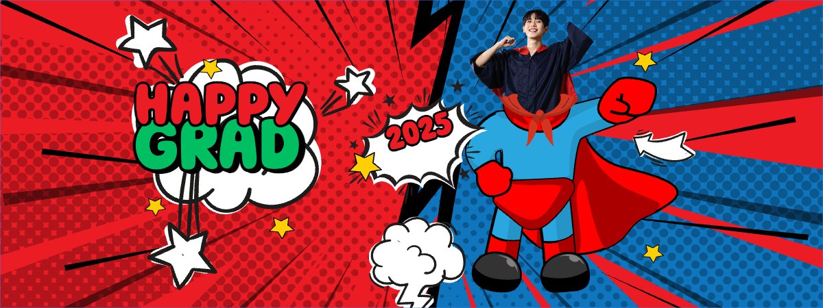 Mẫu Banner cầm tay Tốt nghiệp, kỉ yếu, Graduation, yearbook, sự kiện, event, giáo dục, education, superman — LayerPic
