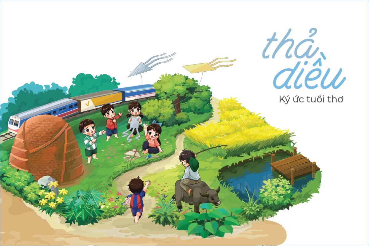 Mẫu Postcard Trò chơi dân gian, trò chơi thả diều, Việt Nam, traditional, truyền thống, đơn giản — LayerPic