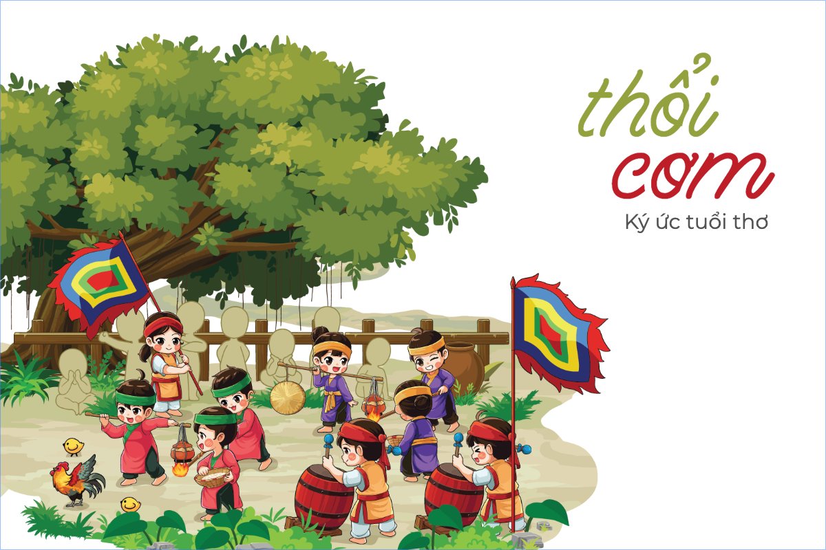 Mẫu Postcard Trò chơi dân gian, trò chơi thổi cơm, Việt Nam, traditional, truyền thống, đơn giản — LayerPic