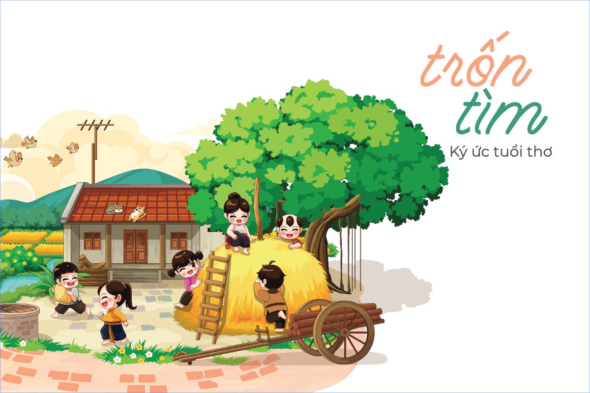 Mẫu Postcard Trò chơi dân gian, trò chơi trốn tìm, Việt Nam, traditional, truyền thống, đơn giản — LayerPic