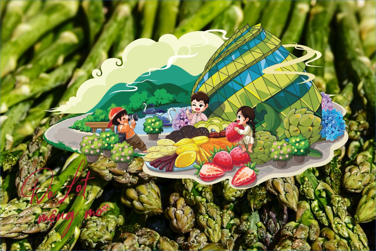Mẫu Postcard Đà lạt, dễ thương, cute, chibi, hoạt hình, cartoon — LayerPic