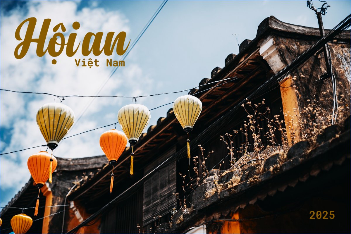 Mẫu Postcard Hội An, Việt Nam, phong cảnh, thiên nhiên, đơn giản, simple, minimalist, tối giản — LayerPic