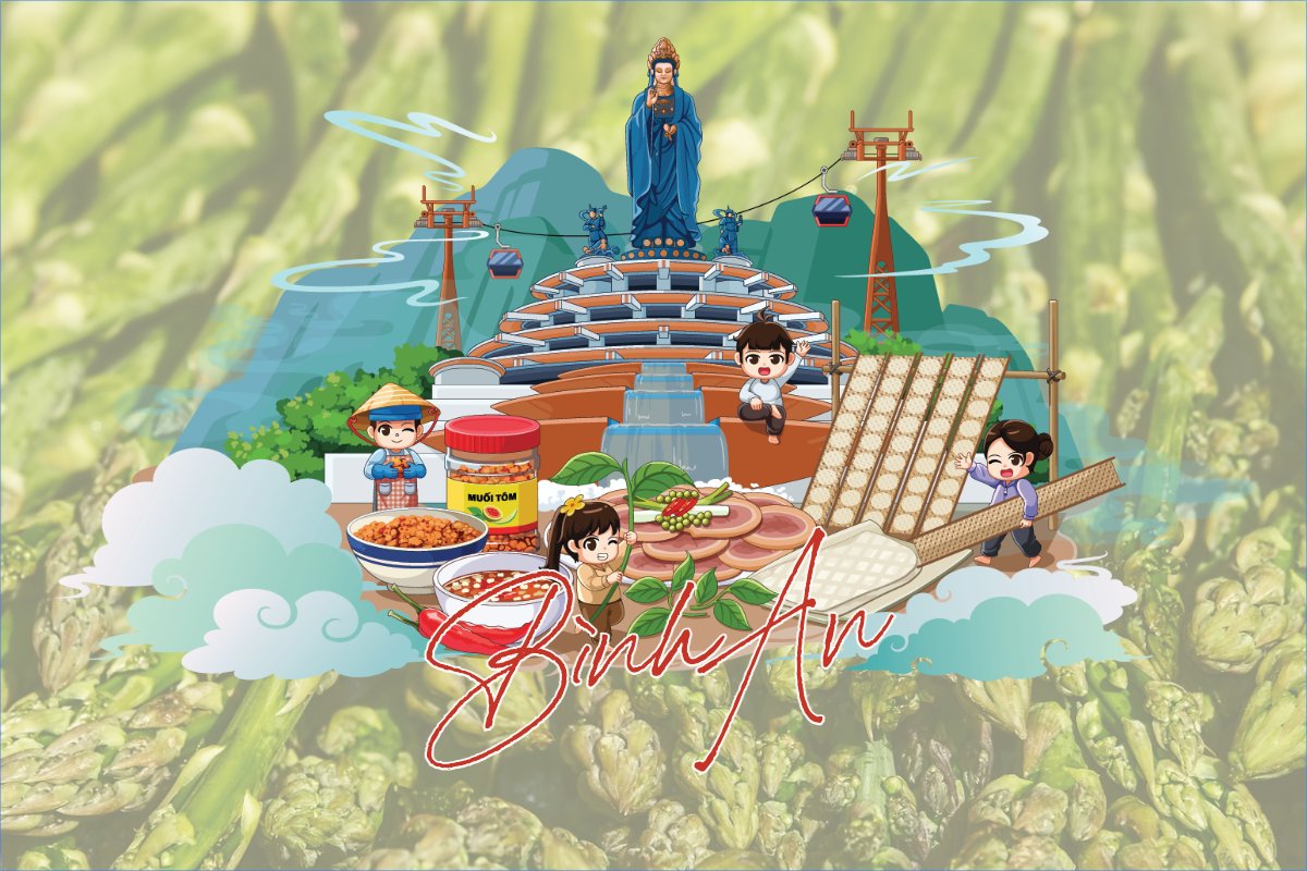 Mẫu Postcard Núi Bà Đen, mountain, dễ thương, cute, chibi, hoạt hình, cartoon — LayerPic