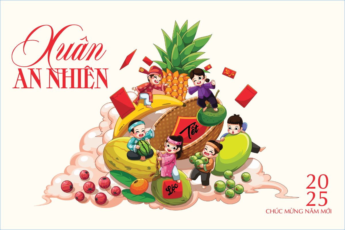 Mẫu Postcard Dân gian, tết, truyền thống, folk, traditions, dễ thương, cute, chibi, hoạt hình, cartoon — LayerPic