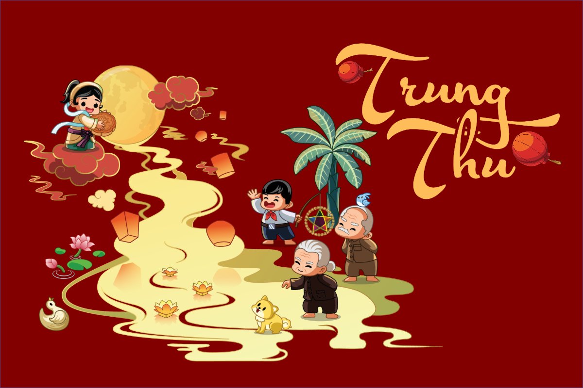 Mẫu Postcard Dân gian, truyền thống, folk, traditions, dễ thương, cute, chibi, hoạt hình, cartoon — LayerPic