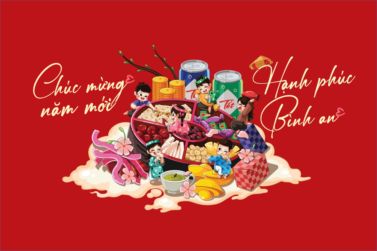 Mẫu Postcard Dân gian, tết, truyền thống, folk, traditions, dễ thương, cute, chibi, hoạt hình, cartoon — LayerPic