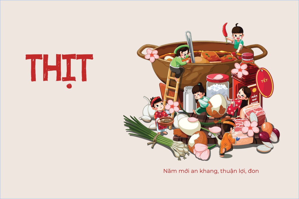 Mẫu Postcard Dân gian, truyền thống, folk, traditions, dễ thương, cute, chibi, hoạt hình, cartoon — LayerPic