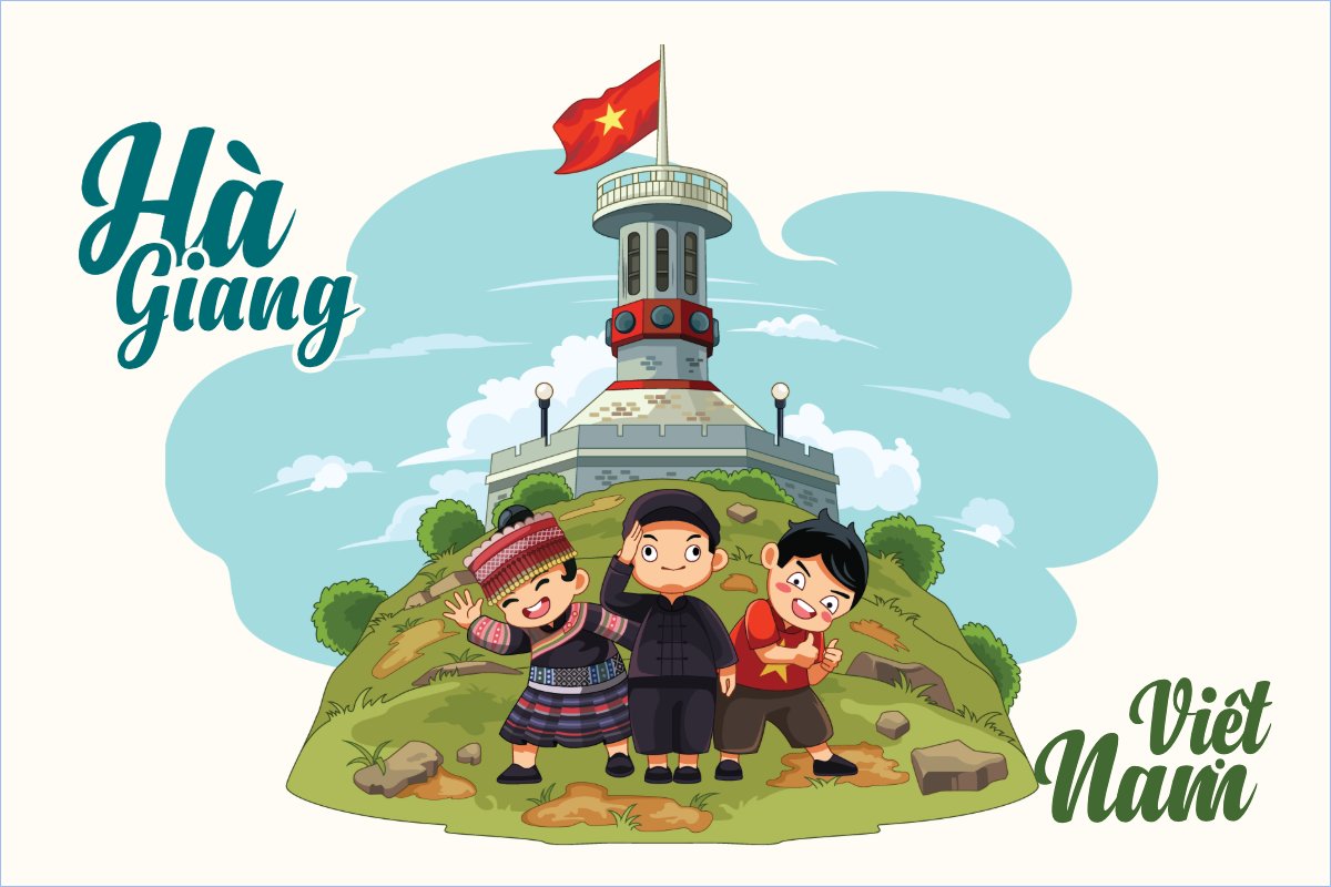 Mẫu Postcard Dân gian, truyền thống, folk, traditions, dễ thương, cute, chibi, hoạt hình, cartoon — LayerPic