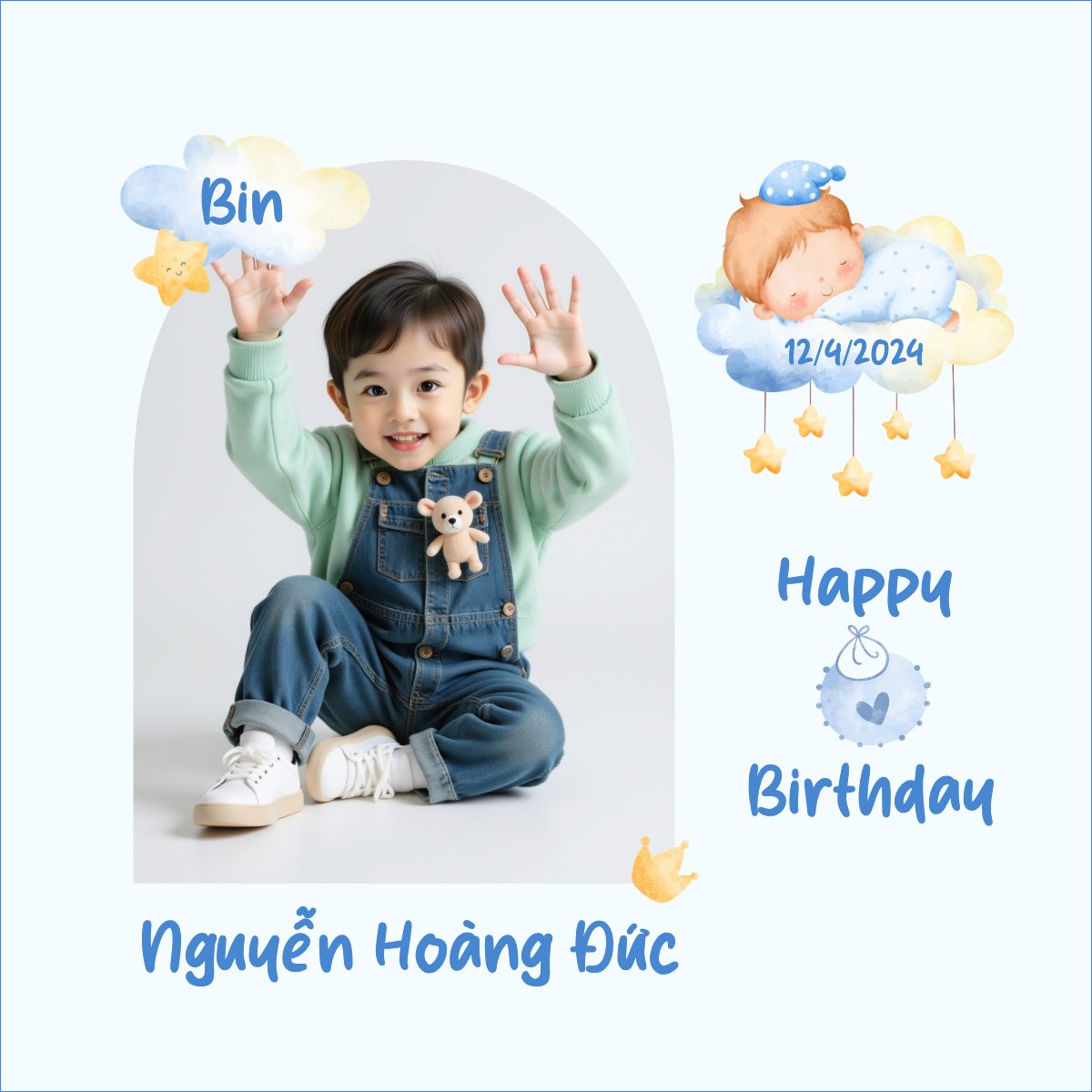 Mẫu Photobook vuông Em bé, baby, kid, sinh nhật, birthday, cá nhân, personal style, sự kiện, event, dễ thương, cute — LayerPic