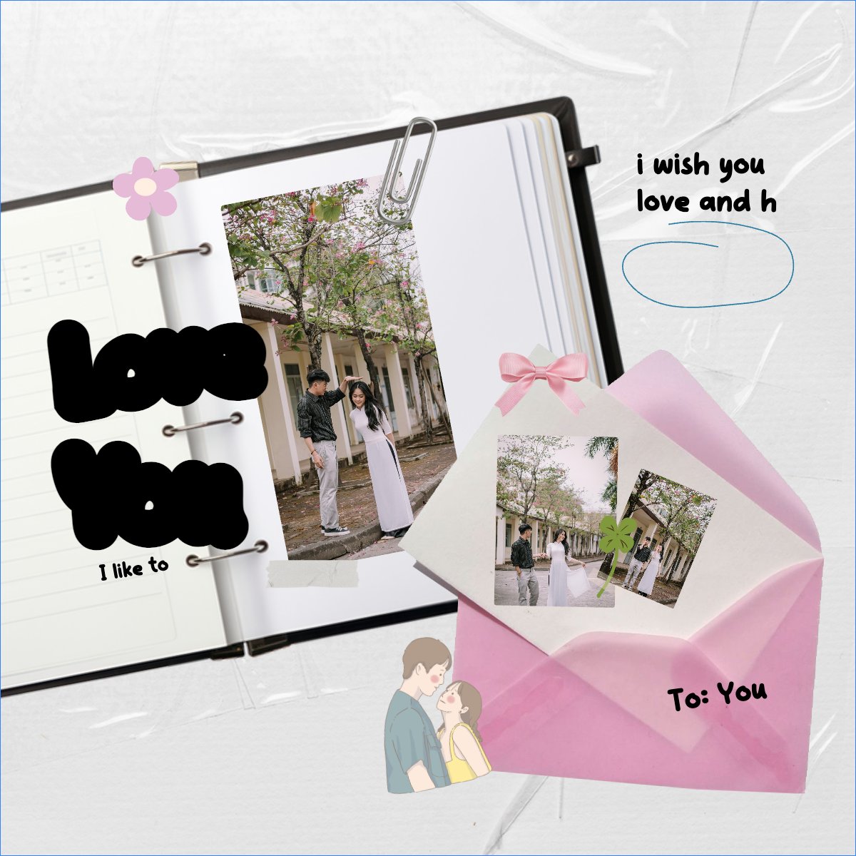 Scrapbook, scrap, cute, dễ thương, vintage, tình yêu, love, cặp đôi, couple