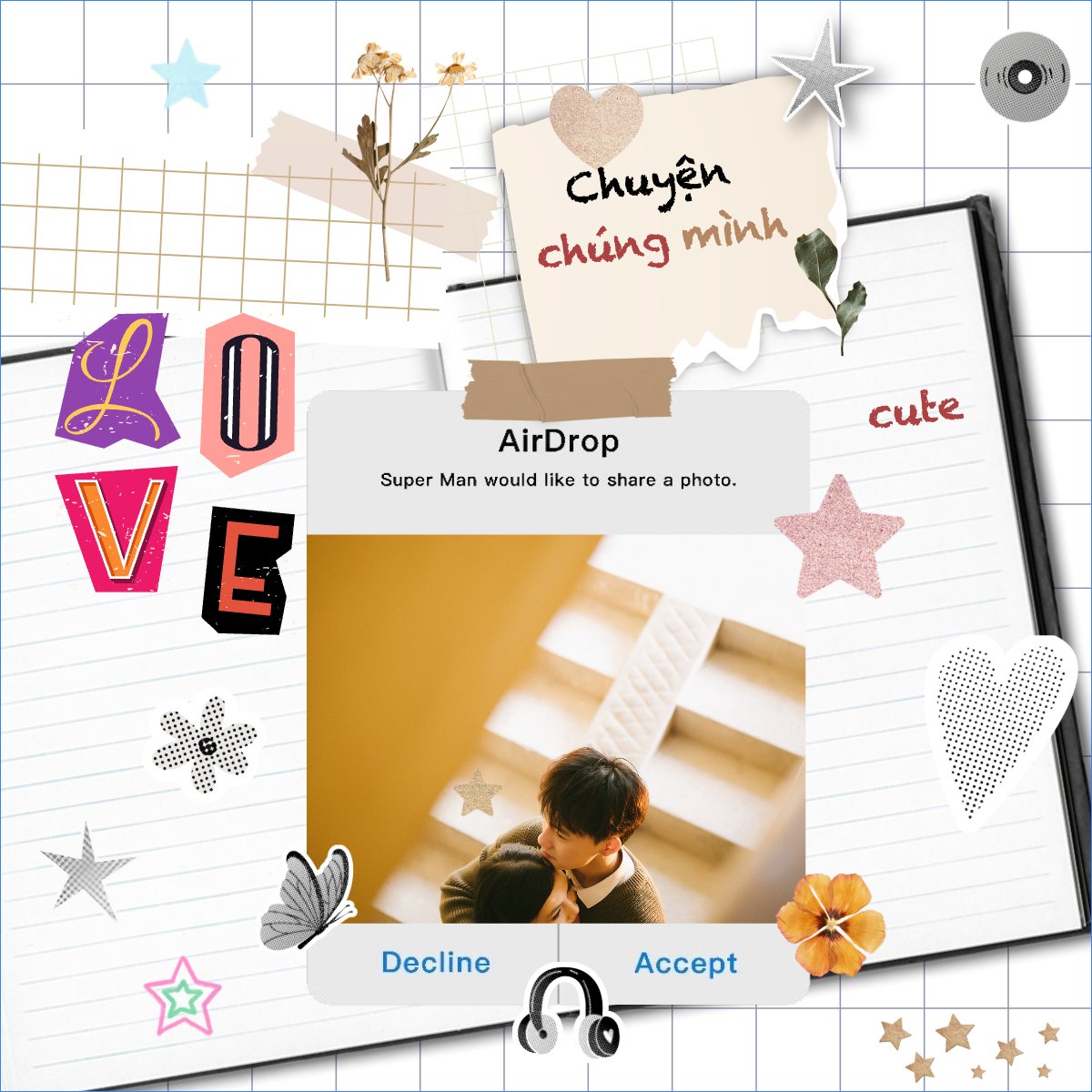Scrapbook, scrap, cute, dễ thương, vintage, tình yêu, love, cặp đôi, couple