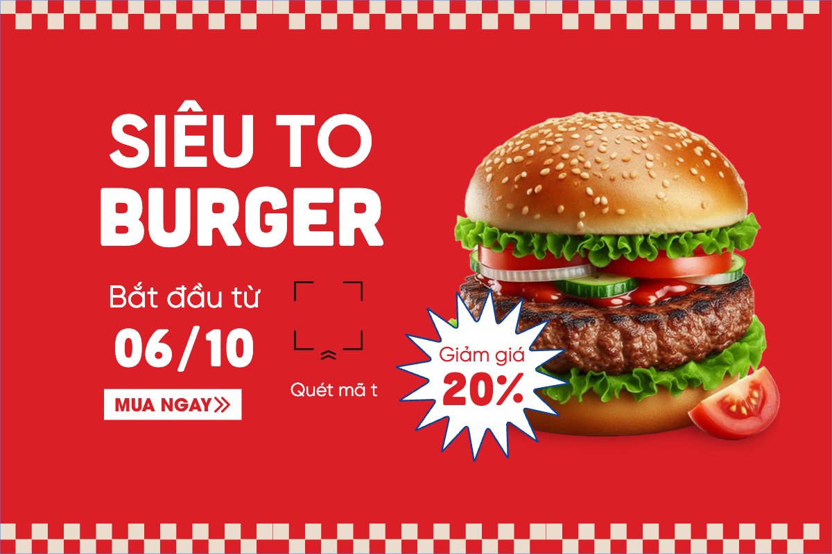 Mẫu Banner - Băng rôn Hamburger, đồ ăn, food, thực phẩm, ẩm thực, món ăn, F&B, nhà hàng — LayerPic