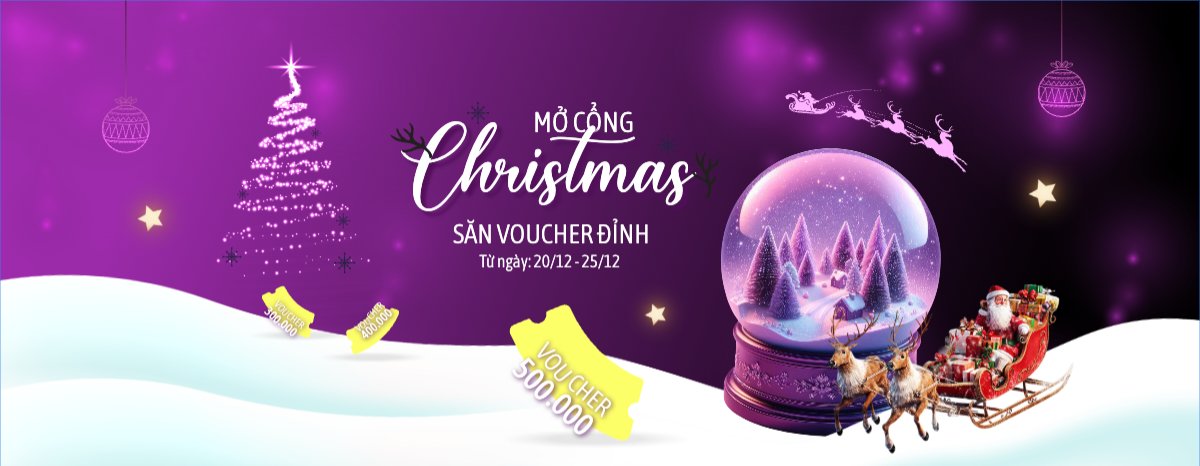 Mẫu Gift Voucher Mở cổng Christmas săn deal linh đình — LayerPic