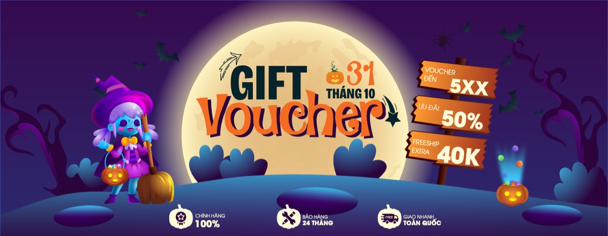 Mẫu Gift Voucher Halloween, lễ hội ma quái, sự kiện, event, dễ thương, cute, chibi, hoạt hình, cartoon — LayerPic