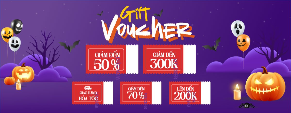 Mẫu Gift Voucher Halloween, lễ hội ma quái, sự kiện, event, dễ thương, cute, chibi, hoạt hình, cartoon — LayerPic