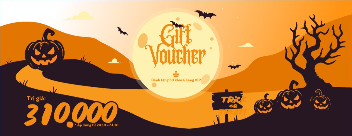 Mẫu Gift Voucher Halloween, lễ hội ma quái, sự kiện, event, thực phẩm, food, beauty, dễ thương, cute, chibi, hoạt hình, cartoon — LayerPic